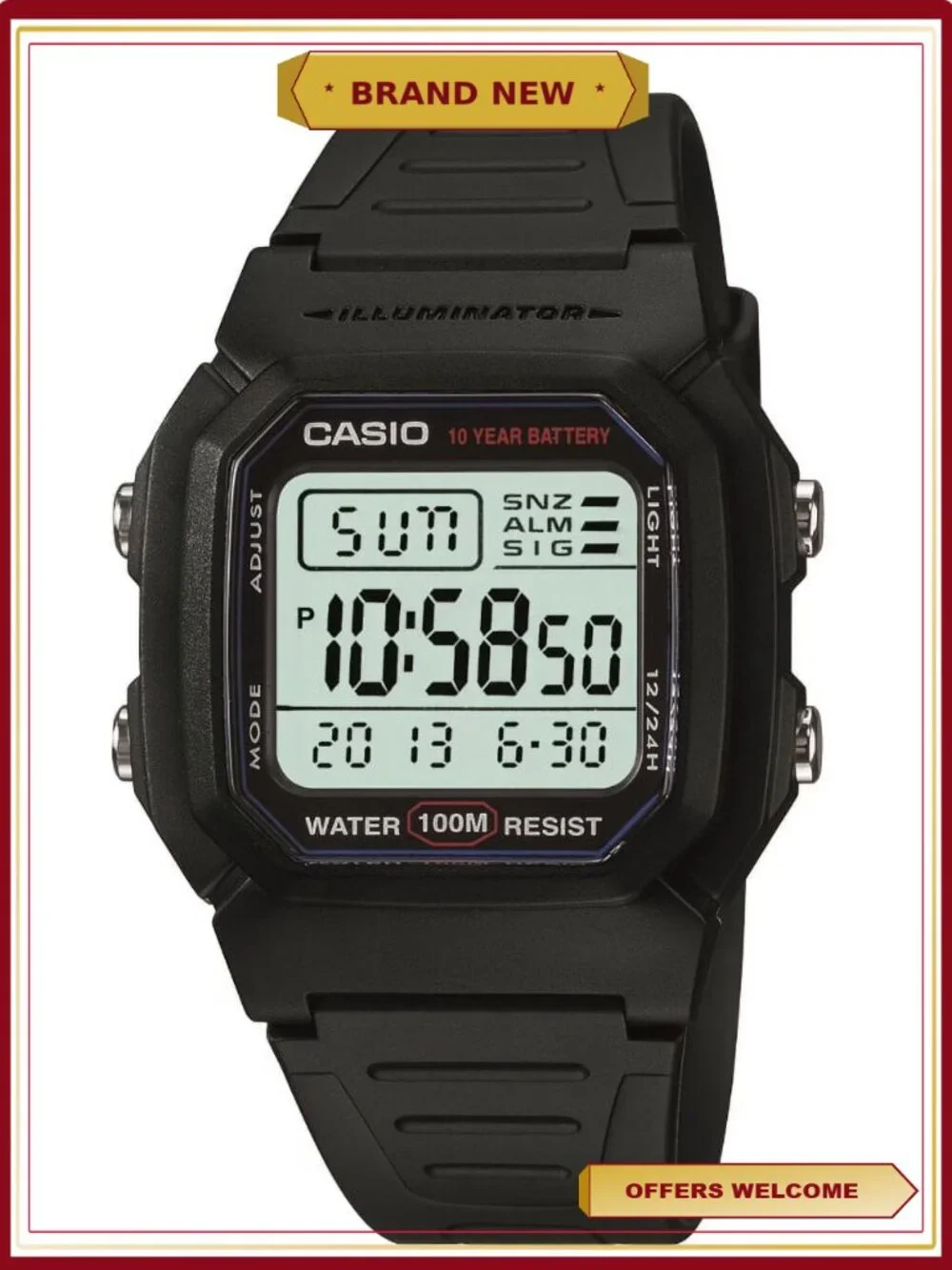 Casio Men's Classic Digital Sport Watch Resin Band W800H-1AV